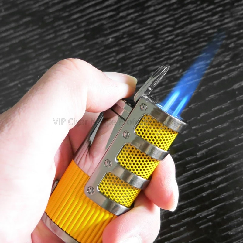 COHIBA высококлассная металлическая сигарная зажигалка 3 фонарь струя пламени бутан газ огонь пламя встроенный перфоратор прикуриватель инструмент для курения