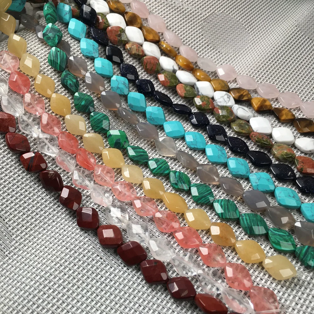 

16Pcs Natural Stone Beads Section Quadrangle Loose Beads For Jewelry Making DIY Necklace Bracelet Earring Handiwork Accessory