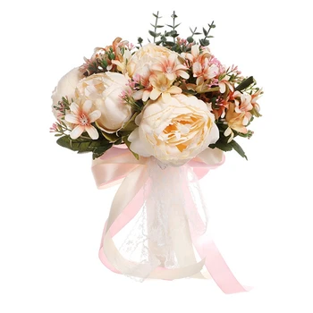 

Wedding Bride Bridesmaid Holding Bouquet Artificial Silk Flower Party Decor For Shops, Art Halls, Public Places, Homes, Gardens,