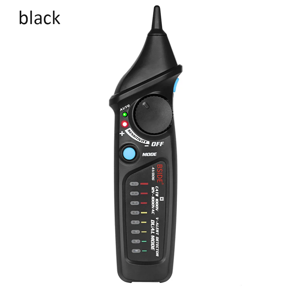 Бесконтактный детектор напряжения Тестовый er BSIDEAVD06/06X розетка настенная розетка переменного тока тестовая ручка индикатор 12~ 1000 В совпадающий мультиметр - Цвет: Black AVD06