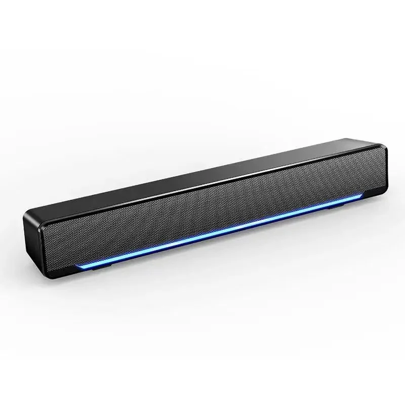 Barra de sonido rectangular con cable, altavoz negro alimentado por USB para ordenador, escritorio, portátil y PC
