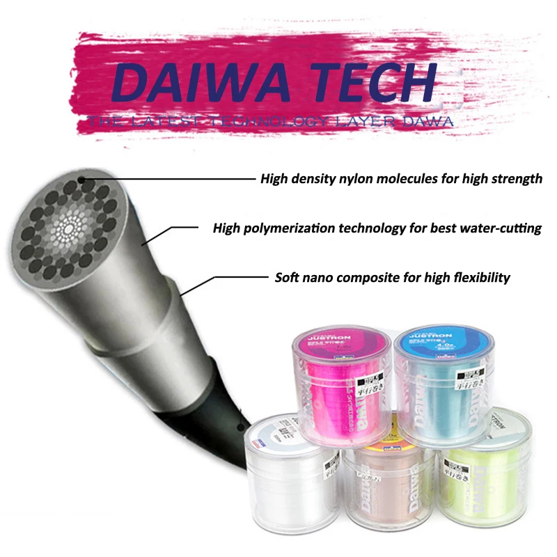 Daiwa 500m Fishing Line Justron Nylon Super Strong Wear-resistant 2LB - 40LB 7 Colors Japan Road pole nylon line for sea poles Daiwa 500m Fishing Line Justron Nylon Super Strong Wear-resistant 2LB - 40LB 7 Colors Japan Road pole nylon line for sea poles