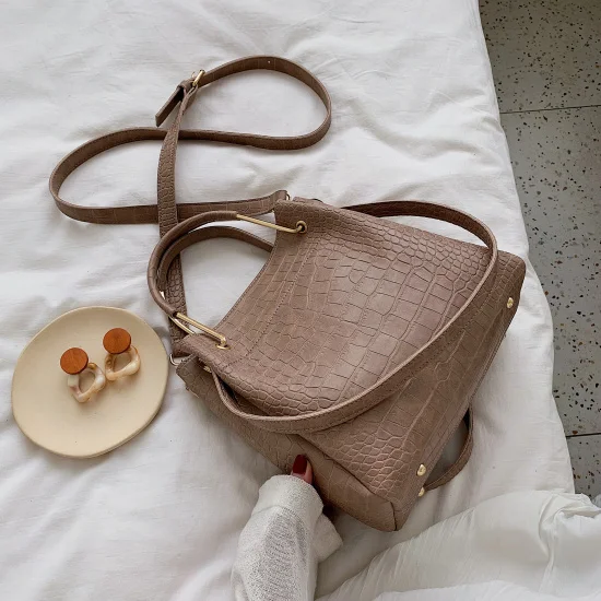 Винтаж Для женщин сумка-мешок Sac A Main женский роскошный камень узор из искусственной кожи через плечо сумка женская через плечо женские сумки из натуральной кожи - Цвет: Хаки