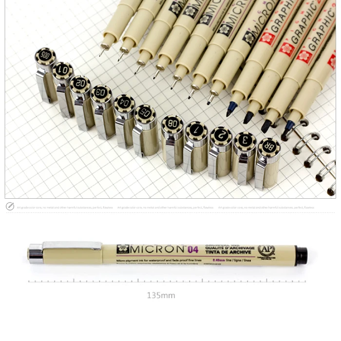 TISHRIC 8811 Needle Pen Art Sakura Pen Nylon Nib Black Pigma Micron Pen  Hand-drawn Design Sketch Needle Pen Art/School Supplies - AliExpress