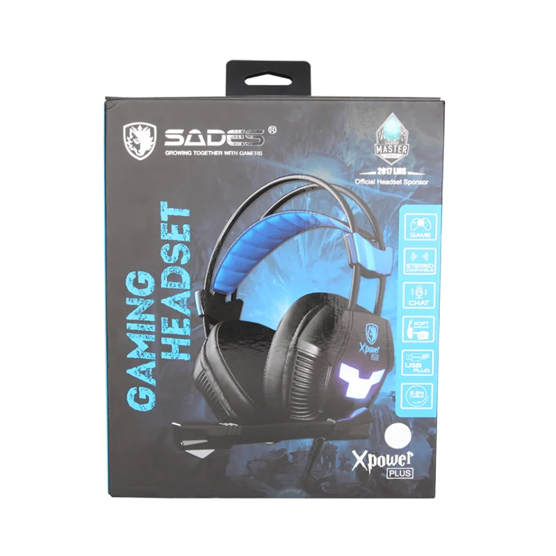 Вибрирующие наушники SADES Xpower Plus глубокие басы стереогарнитура с объемным звуком