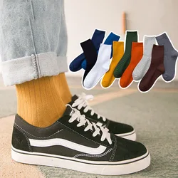 1 Pair Men Socks Solid Color Long Socks for Men Fashion Spring Summer Winter Casual Socks calcetines hombre chaussettes 양말