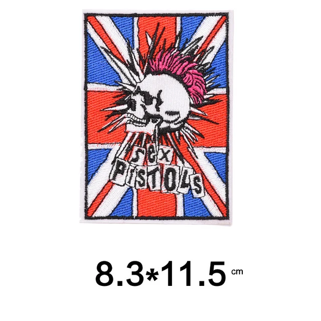 Pistols embroidered patches UK flag badges for clothes Skull