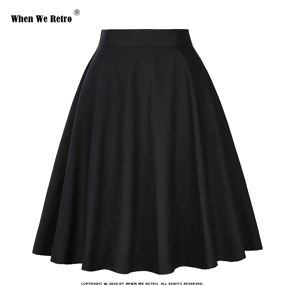 Ретро хлопковая юбка женская сексуальная миди Цветочный Горошек Черный Красный