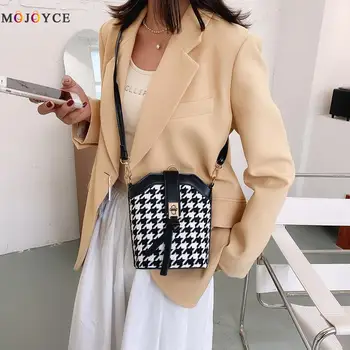 

2020 Fashion Autumn Winter Women Bags Female Crossbody Bag Women PU Woolen Splicing Bucket Shoulder Elegant Daily Handbags
