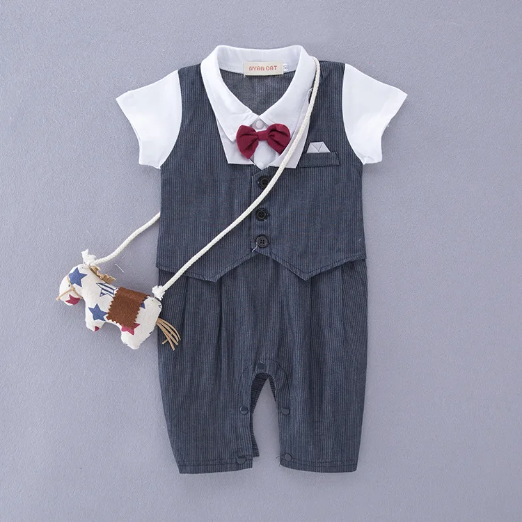 

Special Approval Defective Item Summer BOY'S Gentleman Stripes Waistcoat Bowtie Short Sleeved Kazakhstan