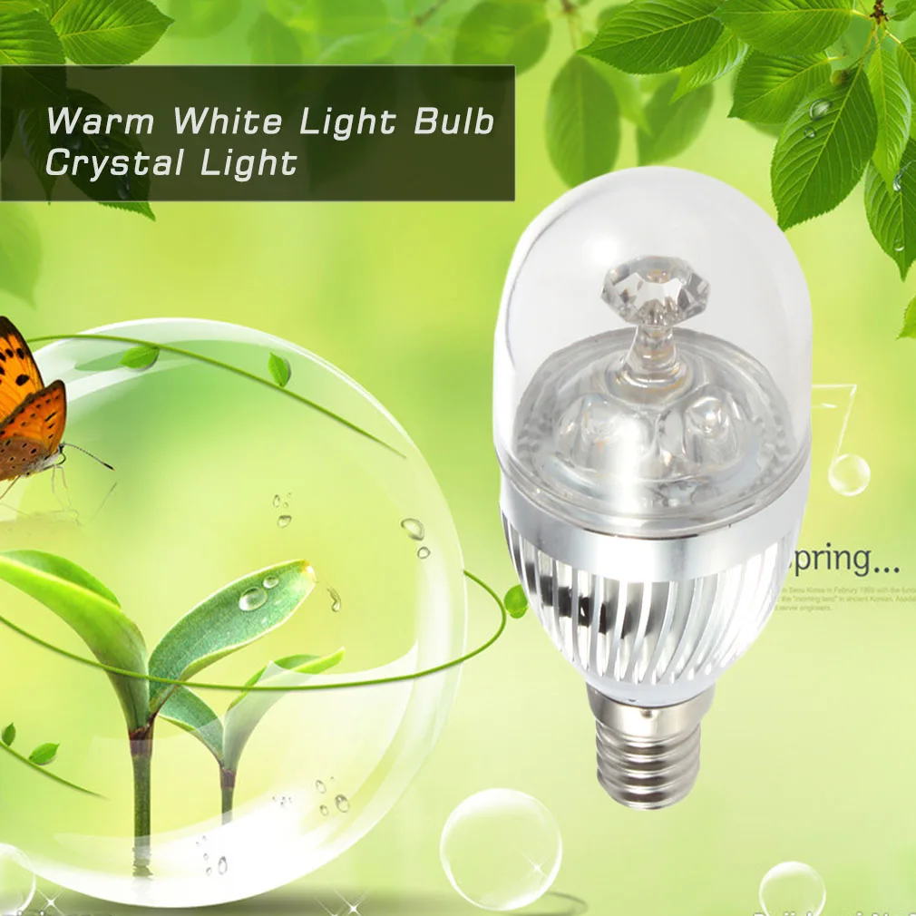 E14 9W 3LED теплый белый светильник, Кристальный светильник, источник серебра