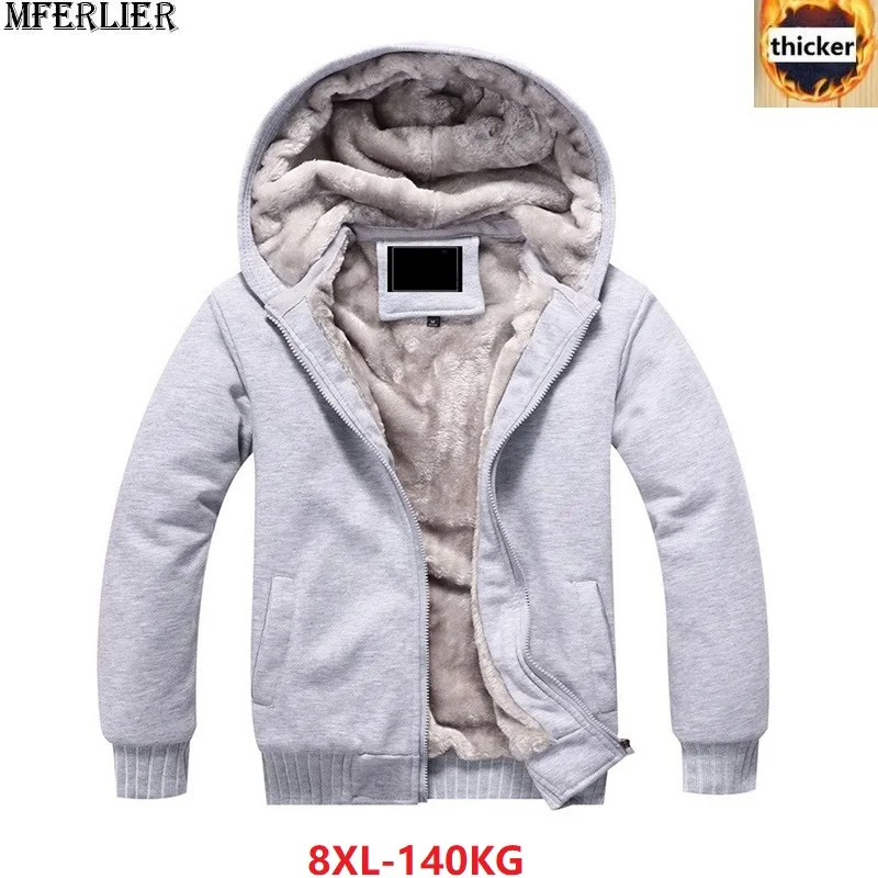 wintermen fleece thick Sweatshirts warm coat jackets hooded hoodies large size big 6XL 7XL 8XL zipp