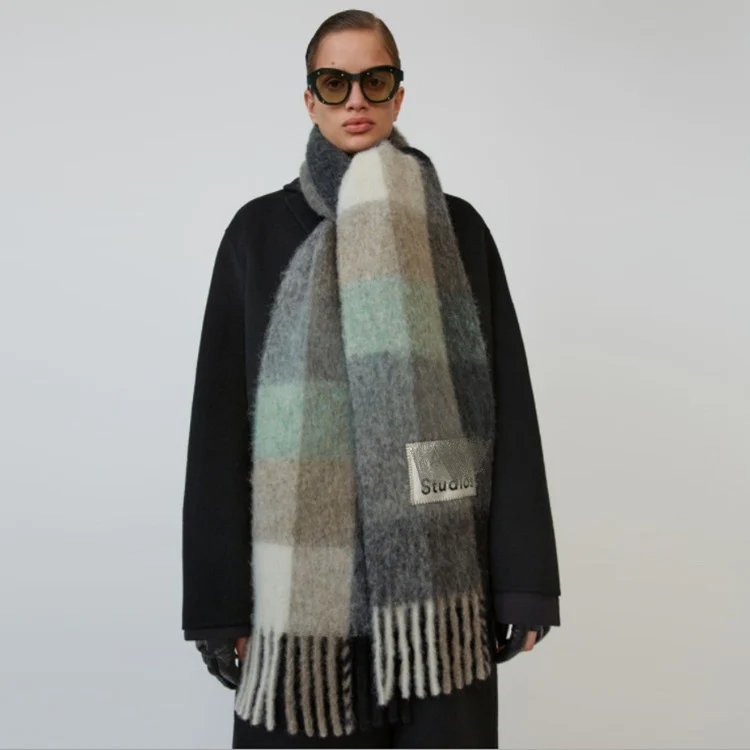 Big Discount BLhRA 2019 new alpaca wool, mohair, red plaid scarf, shawl, warm and comfortable