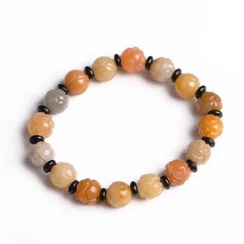 

Women's Louts Beads Bracelet Bangles Golden Silk Jade Carved Louts Flower Bead Bracelets Gift for Female's Fine Jewelry