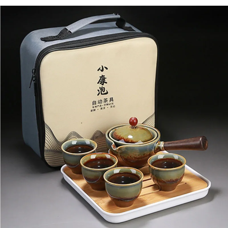 Chinese Gongfu Tea Set,Portable Teapot Set with 360 Rotation, Tea Maker, Infuser for Travel, Home Gifts, Outdoor
