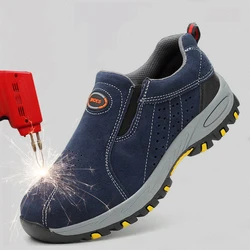 Chaussures de sécurité à bout en acier pour hommes, bottes décontractées à la mode, respirantes et anti perforation 