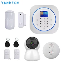 Tuya Smart 433 МГц GSM& 3g& 4G беспроводная wifi сигнализация Охранная и охранная домашняя сигнализация с детектором дыма и ip-камерой