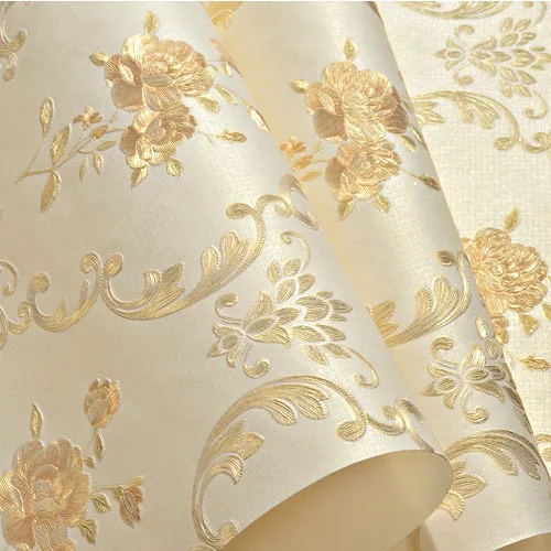 JA6053 Warm Yellow Стены страны европейские бумаги домашний Декор 3d Дамаск цветочные обои для гостиной спальни стены Нетканая рельефная картина - Цвет: JA6053 Warm Yellow