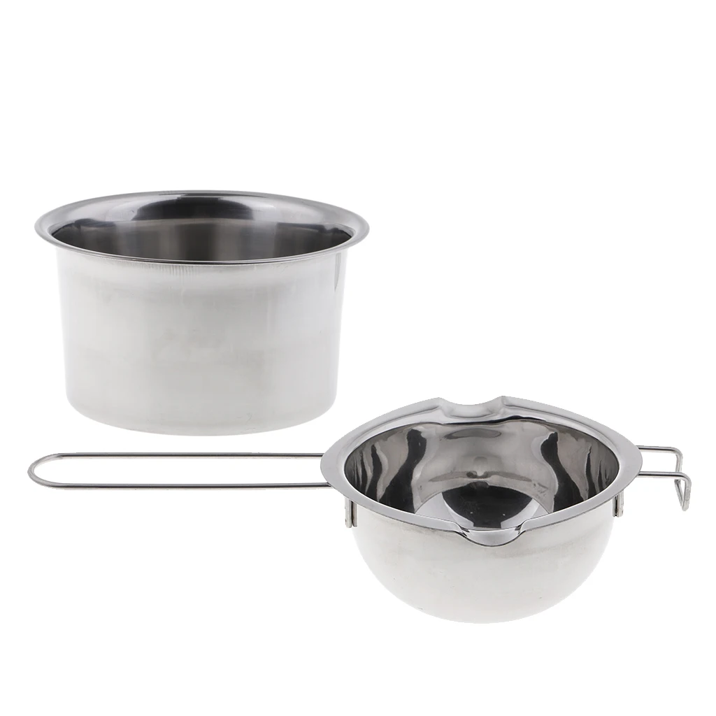 2pcs/set Stainless Steel Candle Wax Melting Pot Double Boiler For DIY Scented Handmade Candles Soaps Making Craft 2pcs/set Stainless Steel Candle Wax Melting Pot Double Boiler For DIY Scented Handmade Candles Soaps Making Craft