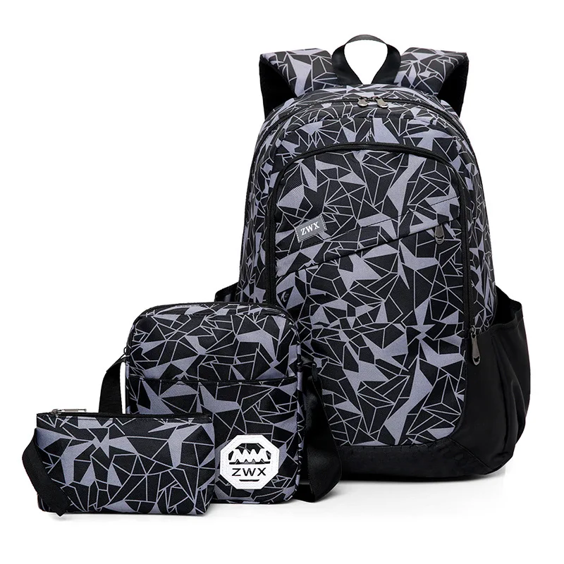 

Cross Border New Style Three-piece Set Backpack Middle School Students School Bag Multi-functional Outdoor Travel Fashion Campus