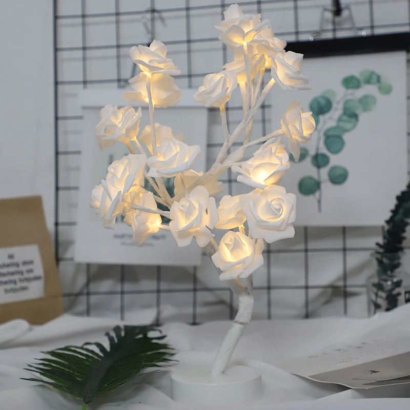 

Lamp Gift Send Girlfriend Rose Small Coloured Lights String Tree Lamp Room Decoration Desk Lamp Romantic Originality