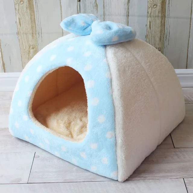 Smartpet 2 в 1 Pet Cat Cave House складная палатка монгольская юрты мягкая кровать для собаки милый щенок чихуахуа Питомник Гнездо Дом с ковриком - Цвет: 12