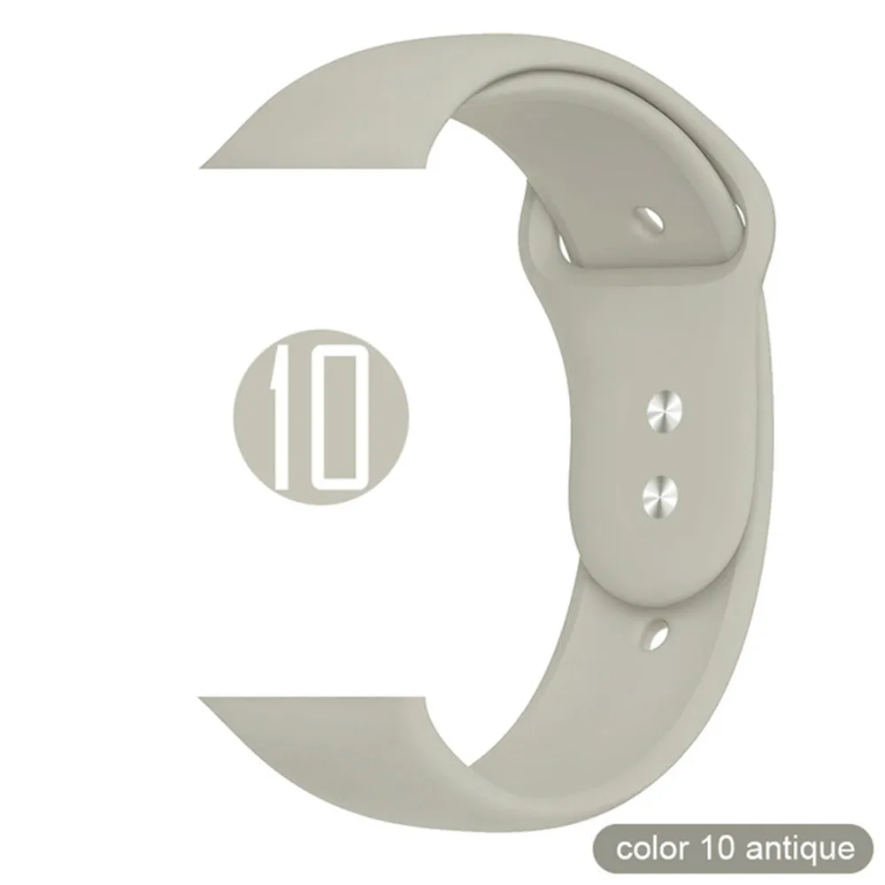 Какой ремешок для Apple Watch, ремешок, браслет серии 1 2 3 4 5, мягкий силиконовый сменный ремешок для iWatch 38 мм 40 мм 42 мм 44 мм - Цвет: 10