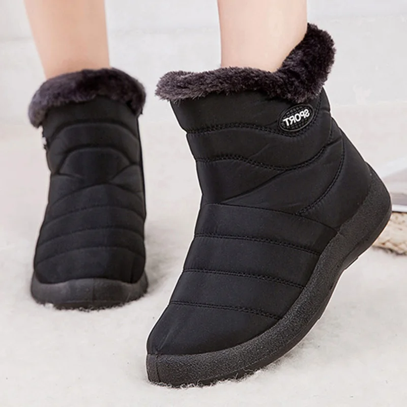 

2019 Women's Boots Waterproof Chunky Shoes Woman Winter Warm Fur Winter Boots Women Super Warm Ankle Boots Platform Botas Mujer