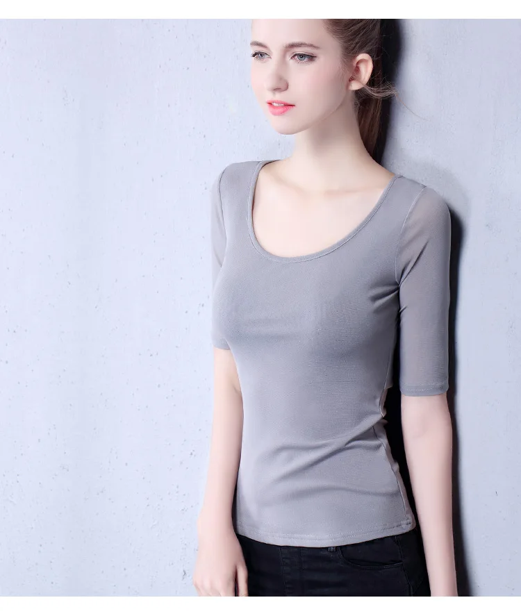 Summer Latin Dance Practice Clothes Female Adult Yoga Short-Sleeved Modern Ballroom Samba Dance Clothing New Mesh Shirt DWY2099