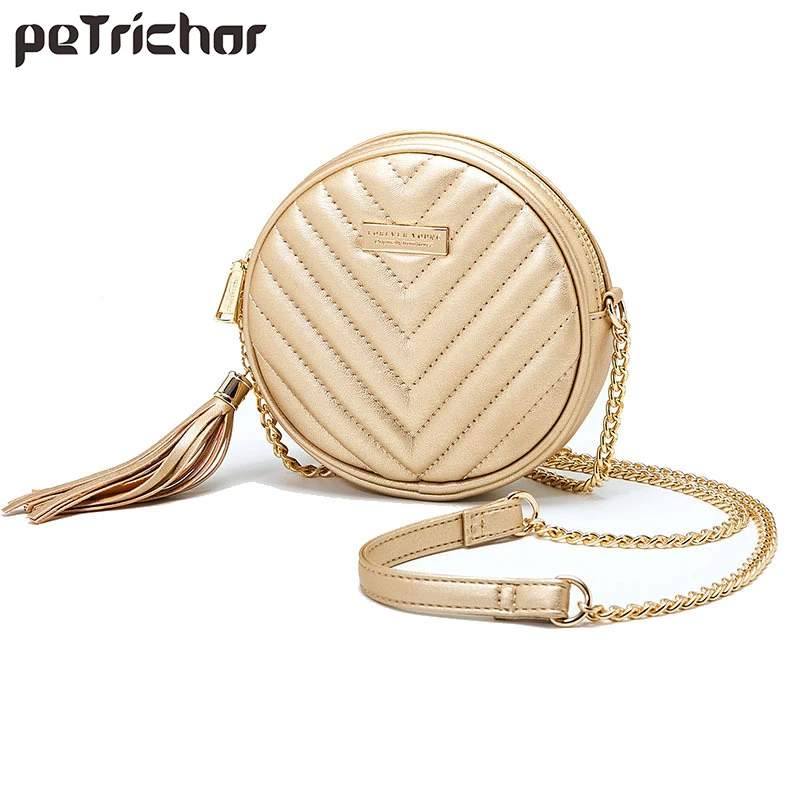 cheap Luxury Women Tassel Shoulder Bag Soft Leather Small Round Handbag Female Circular Women #039;s Crossbody Messenger Bags Ladies Purse