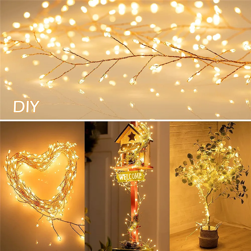 100/200/300 LED String Firecrackers Cluster Garland Fairy Lights Holiday Copper Wire Firecracker Light For Wedding Christmas
