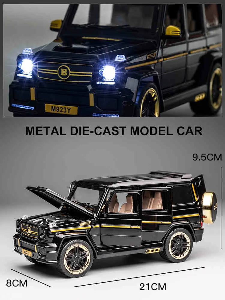  1:24 Diecast Toy Car Model Metal Toy Vehicle Wheels G65 High Simulation Sound And Light Pull Back C