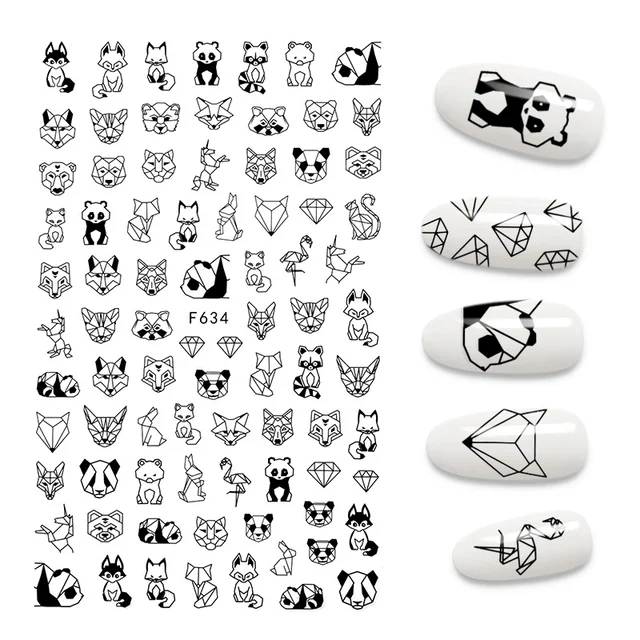 3D Nail Stickers Leaves Butterfly Panda Love Heart Design Stickers For Nails Manicure Foil Nail Art Decor pegatinas para uñas A140225