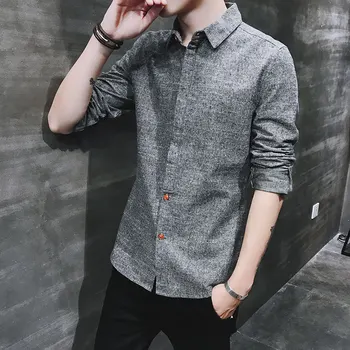 

2019 New Mens Cotton Shirts autumn dress Casual Slim Fit Mens Shirts Long Sleeve High Quality Men Shirts