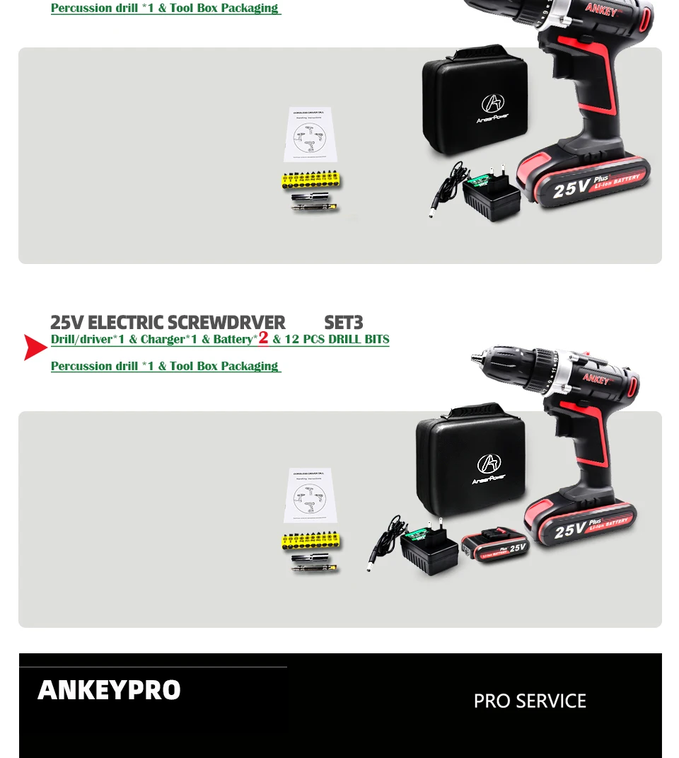 25V Plus Electric Drill Power Tools Screwdriver Cordless Mini Battery Drilling Screwdriver Tool Electric Rotary Drill Hand Bit