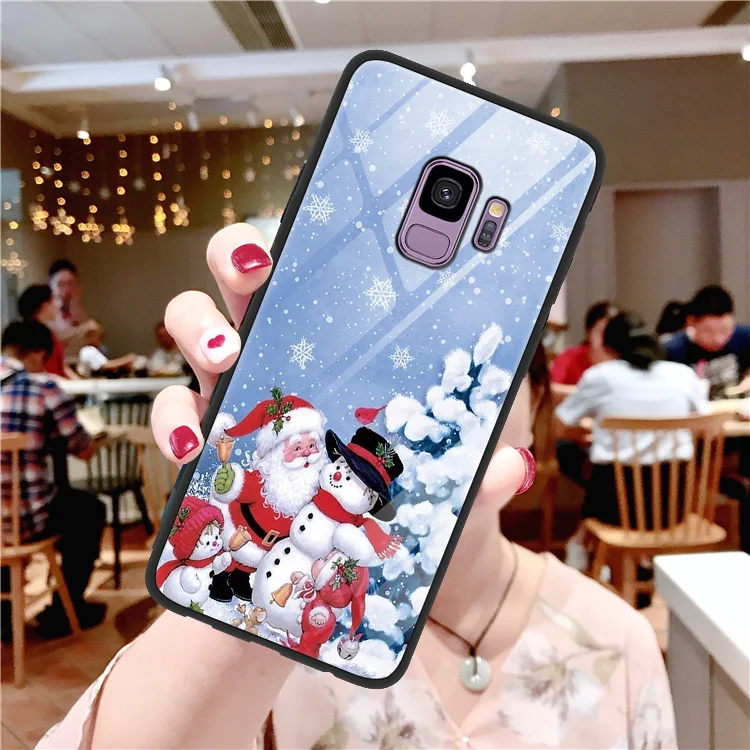 sd1lr3xr Xmas закаленное Стекло чехол для samsung Galaxy A50 A40 A30 A70 J7 J5 A7 A9 A8 S8 S9 S10 Lite J4 J6 A6 плюс J8 чехол Coque - Цвет: sd1lr3xr