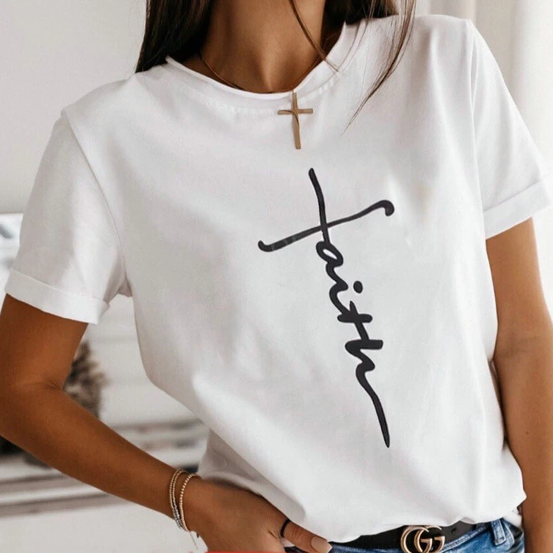 

Women Summer Letter Short Sleeve Casual Tshirts Lady O Neck Cotton Tops Tees USA Female Holiday Tshirt Clothes