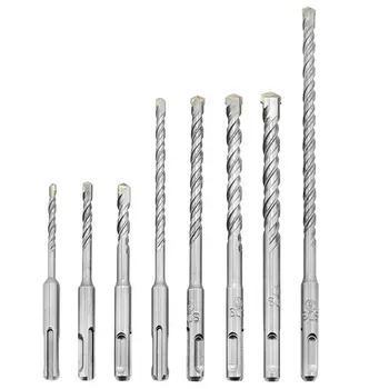 

8pcs SDS PLUS Electric Hammer Drill Bits for Masonry Concrete Rock Stone Tools Concrete Through-wall Alloy Impact Drill