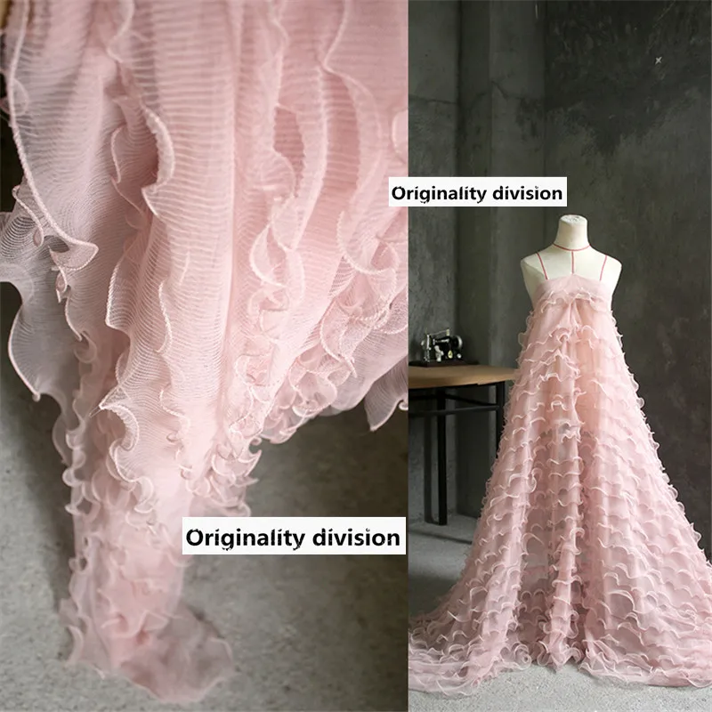 45*115cm/piece Three-dimensional flounce mesh gauze wedding dress background fabric | Дом и сад