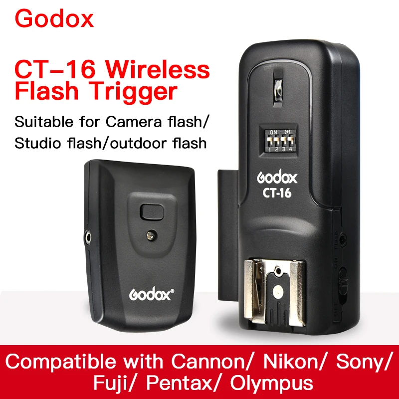 Godox CT-16 16 каналов Беспроводной радиосинхронизатор передатчик + приемник набор для