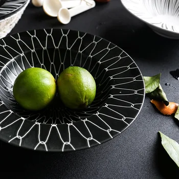 

New Ceramic Western Deep Plate Dish Pasta Dish Restaurant Cafe Dish Saucer Soup Plate Pasta Bowl Salad Straw Hat Plate Tableware