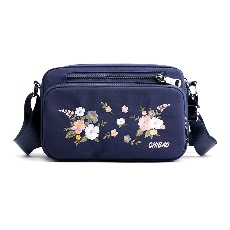 Bags for Women Nylon Crossbody Waterproof Female Messenger Bag Embroidery Shoulder Bag Small Fashion Women Messenger Bags - Цвет: blue