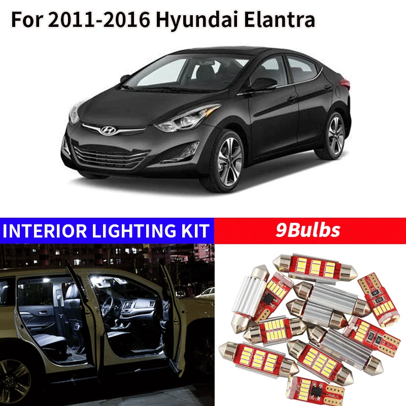 9X Φ автомобильное Внутреннее освещение для 2011 2016 Hyundai Elantra светодиодное купола