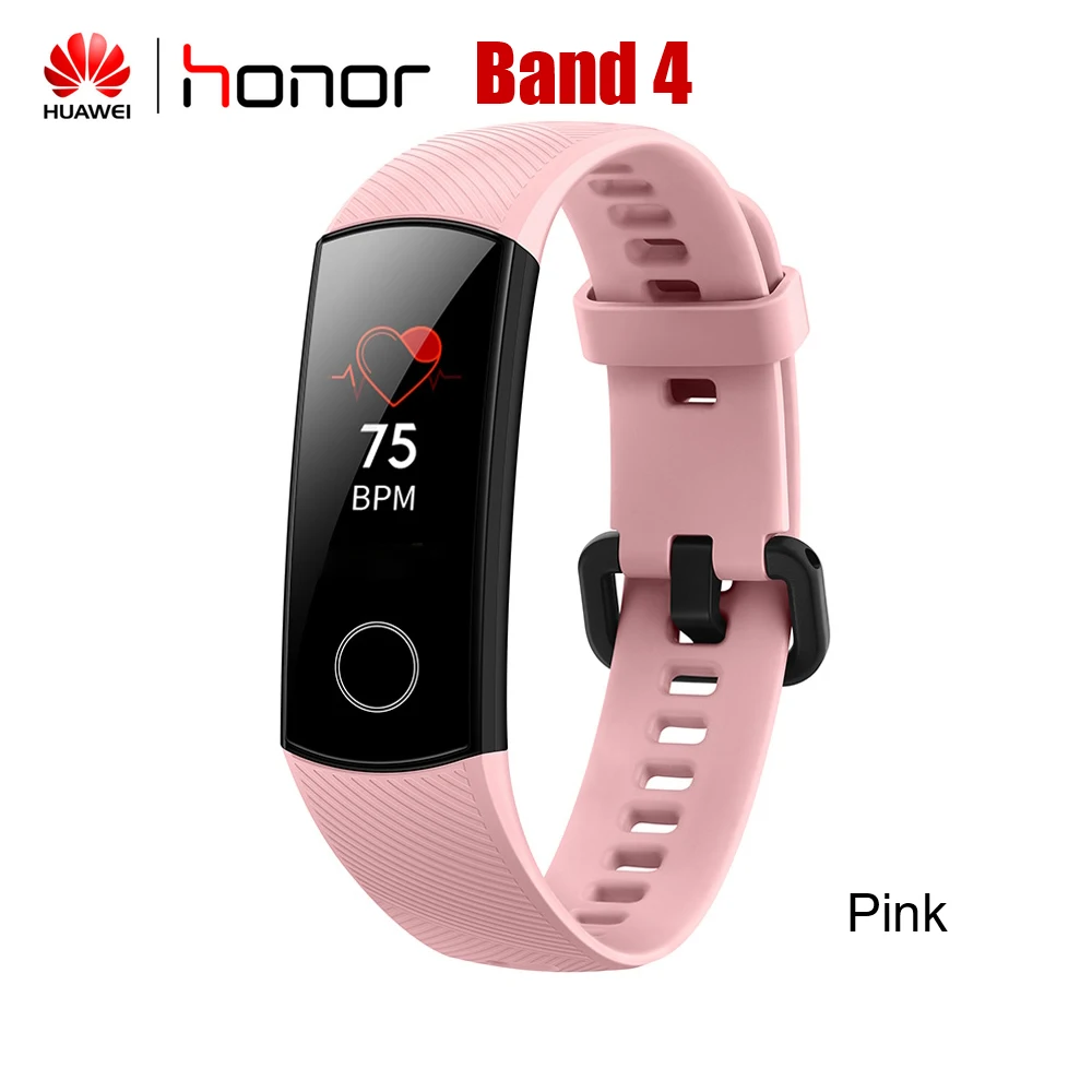 Смарт-браслет huawei Honor Band 5 Amoled цветной 0,9" сенсорный экран для плавания осанка обнаружения пульса трекер сна оснастка - Цвет: band 4 Pink