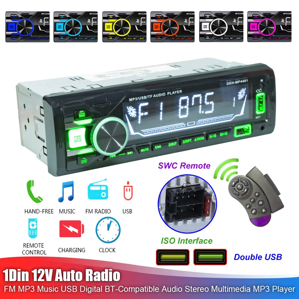 1 DIN Car Stereo Multimedia Video Player  Auto Radio FM MP3 Music USB Digital Bluetooth-Compatible Audio Multimedia MP3 Player