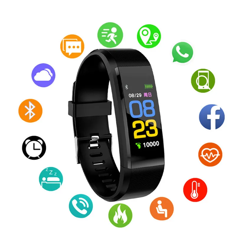 ID115 PLUS Smart Bracelet Bluetooth Wristband With Heart Rate Monitor Fitness Tracker Band Watch For IOS Android Phone