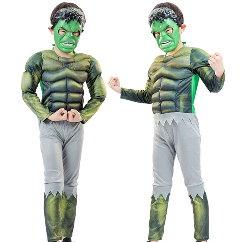 

Children Kids Avengers Hulk Muscle Halloween Cosplay Costumes disfraces infantiles superheroes Carnival with Cosplay masks