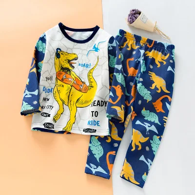Vidmid Детские весенняя одежда для мальчиков, комплекты Длинные рукава футболки+ Штаны из хлопка для маленьких мальчиков, Детский принт машинок и динозавра Осенние комплекты 4049 - Цвет: as photo