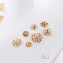 

14K gold clad hollow out Flower Hat bead holder bead spacer DIY string head jewelry bracelet spacer loose bead accessories