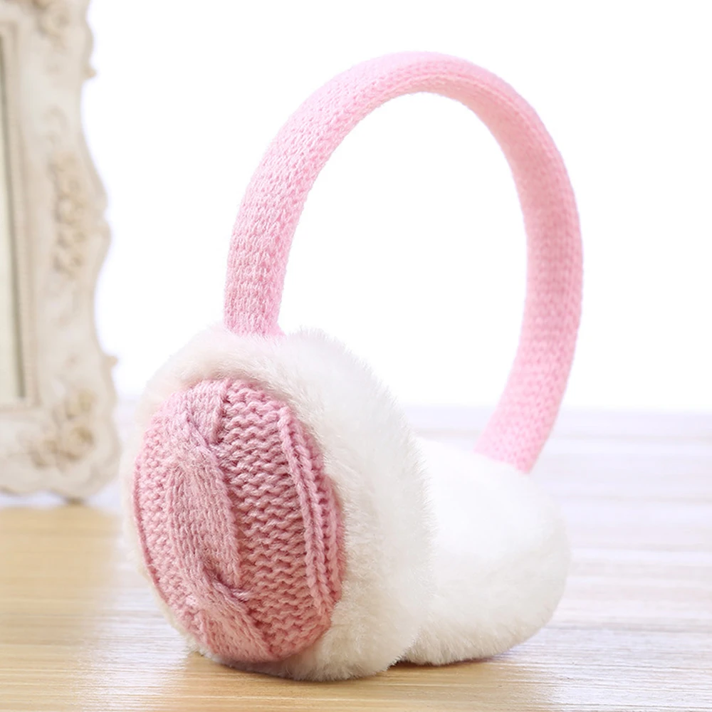 

Simple Fashion Women Autumn Winter Warm Plush Twist Pattern Knitted Earmuff Ear Warmer Accessory Gift for Mum Girls